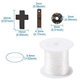 Pandahall 170Pcs 8mm Round Acrylic&Wooden Beads and 30Pcs 22x15.5mm Natural Wooden Cross Pendants Beads Charm with 0.8mm Crystal Elastic String for PH PandaHall