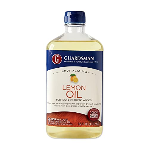 Guardsman Revitalizing Lemon Oil | Teak Oil Protects and Cleans Outdoor and Indoor Wood Furniture, Lemon Scent, 16 Fluid Ounces - WoodArtSupply