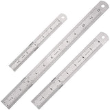 Elisel 3 PCS Stainless Steel Ruler Set with Inch and Metric Graduation, 12 Inch, 8 Inch and 6 Inch(Silvery) Elisel