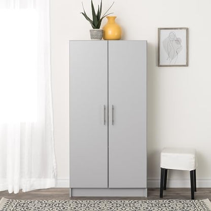 Prepac Elite 32" Storage Cabinet, Light Gray Storage Cabinet, Bathroom Cabinet, Pantry Cabinet with 3 Shelves 16" D x 32" W x 65" H, GES-3264