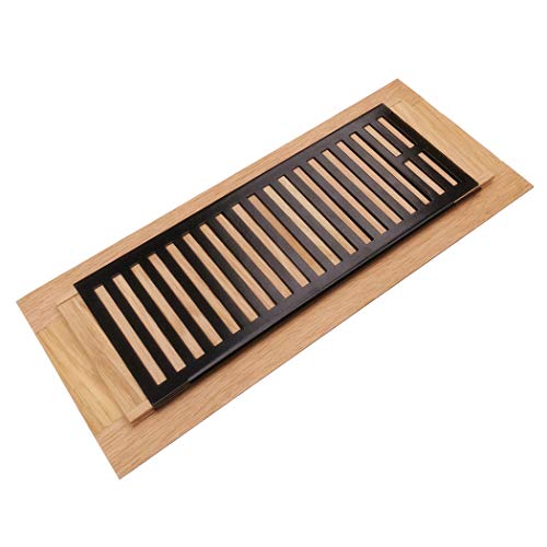 Razo Red Oak Wood Floor Register, Drop in Vent Cover with Damper, 4x12 Inch (Duct Opening), 3/4 Inch Thickness, Unfinished Razo