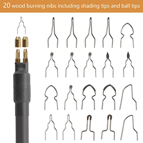 Professional Wood Burning Kit, Wandart 60W Wood Burning Tool Pyrography Kit with Dual Wood Burner 20 Woodburning Wire Nibs Tips including Ball Tips WANDART