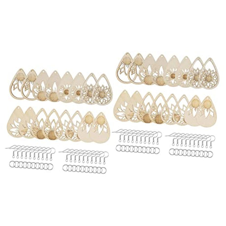 EXCEART 2 Sets Wooden Earrings Unfinished Wooden Earring Making Kit Wooden Dangle Earring Jewelry Findings Earring Posts for Jewelry Making African EXCEART