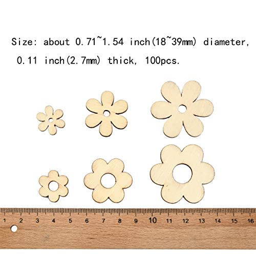 UR URLIFEHALL 100 Pcs Plum Bossom Wood Cutouts Ornaments Unfinished Laser Cut Flower Wooden Paint Crafts for Scrapbooking Crafts Homemade Gifts