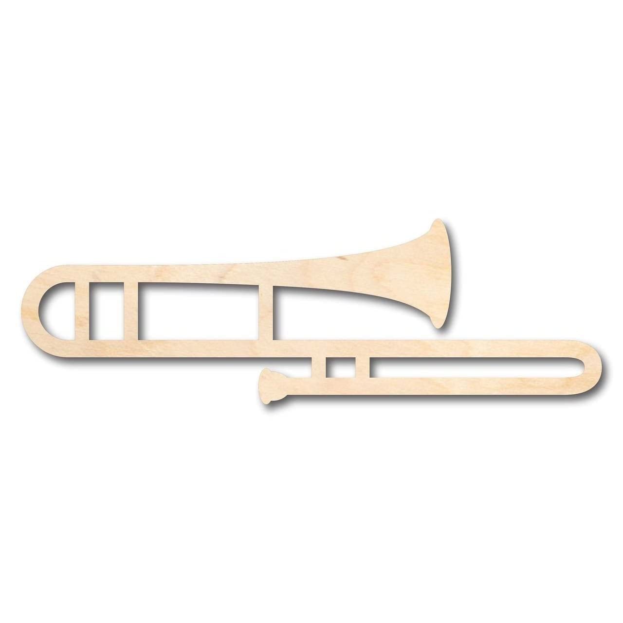 Unfinished Wood Trombone Shape - Music - Craft - up to 24" DIY 18" / 1/4" - WoodArtSupply