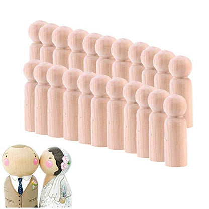 20PCS Decorative Wooden Peg Doll People, Airlxf Unfinished Wooden Peg Dolls Peg People Doll Bodies Wooden Figures Angel Peg Dolls for DIY Painting