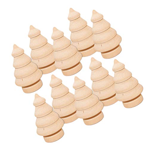 Abaodam 20 Pcs Mini Christmas Tree Wooden Unfinished Doll DIY Crafts Handmade Wood Peg Doll Home Decoration Ornament Abaodam