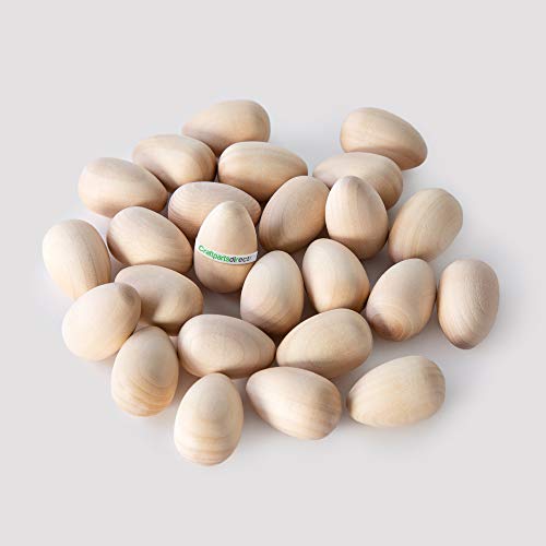 2-1/2 inch Wooden Hen Eggs | Easter Egg Hunt & Decorations | Ready to Craft Unfinished Wood Eggs | Flat Bottom -by CraftpartsDirect.com | Bag of 6 Craftparts Direct
