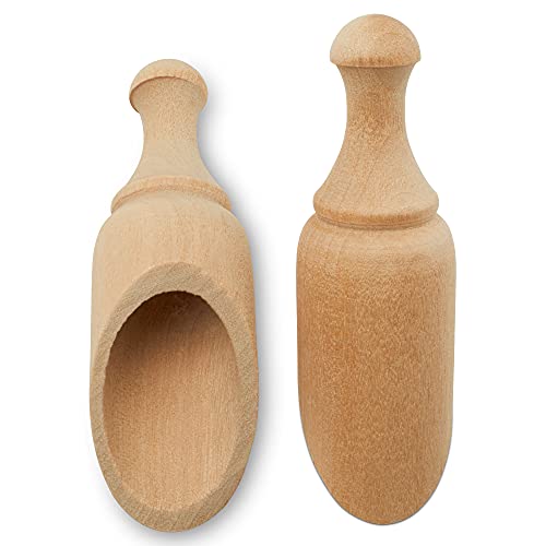 Mini Wooden Scoops 3-3/4 Inches Long, 10 Unfinished Mini Scoops for Jars, Bath Salts, Body Scrubs, Salt & Spice Containers, by Woodpeckers Woodpeckers