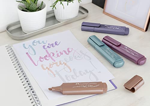 Faber-Castell Metallic Highlighter Set - Assortment of 8 Subtle Glitter Highlighter Markers - Note Taking and Journaling Supplies Faber-Castell