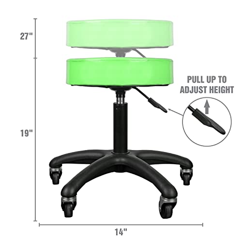 OEMTOOLS 24956 Heavy Duty Pneumatic Rolling Stool, Garage Stool with Wheels, Shop Stool on Wheels, Adjustable Height Stool, Rolling Work Seat, - WoodArtSupply