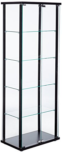 COASTER 5-Shelf Glass Curio Cabinet Black and Clear COASTER