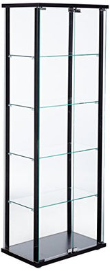 COASTER 5-Shelf Glass Curio Cabinet Black and Clear COASTER