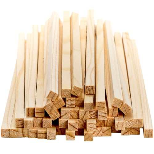 Frcctre 50 Pack Unfinished Square Wooden Dowel Rods, 1/4 x 12 Inches Unfinished Wood Dowel Strips Craft Sticks Square Sticks for DIY Crafts Projects, - WoodArtSupply