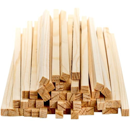 Frcctre 50 Pack Unfinished Square Wooden Dowel Rods, 1/4 x 12 Inches Unfinished Wood Dowel Strips Craft Sticks Square Sticks for DIY Crafts Projects, - WoodArtSupply