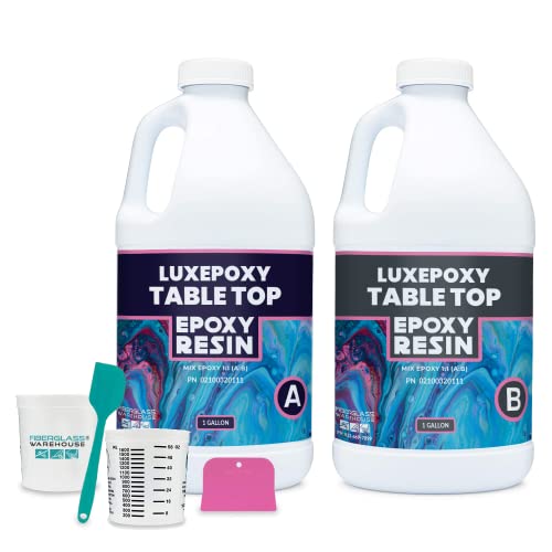 Luxepoxy Resin Kit – Premium Epoxy Countertop Kit with Epoxy Resin and Epoxy Hardener - Two Part Epoxy Resin Clear High Gloss – Easy Pouring, Craft. Fiberglass Warehouse