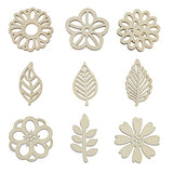 Micro Traders 100PCS Flower & Leaf Shapes Wooden Slices Wooden Embellishments Decorative Wood Chips Ornaments for DIY Scrapbooking Card Making Crafts Micro Traders