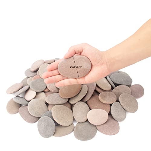 [About 97 PCS - 105 PCS](18 Pounds) Painting Rocks,2.33"-3.72" River Rocks,DIY Rocks,Flat Rocks,Craft Rocks,Natural Stones - WoodArtSupply