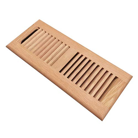 Razo Red Oak Wood Floor Register, Drop in Vent Cover with Damper, 4x12 Inch (Duct Opening), 3/4 Inch Thickness, Unfinished Razo