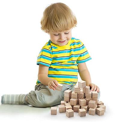 Unfinished Wooden Blocks for Crafts 1 inch, 50PCS Blank Wood Blocks for Crafting, Natural Wood Cubes Solid Wooden Square Blocks for Baby Shower, Kids - WoodArtSupply