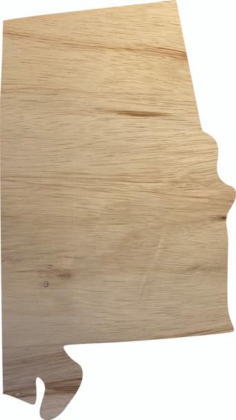 Alabama Wooden State 8" Cutout, Unfinished Real Wood State Shape, Craft NEXTCraft