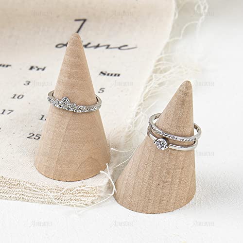 AUEAR, 10 Pack Small Natural Wooden Cone Ring Holder Finger Wood Jewelry Ring Display Stand Organizer DIY Craft (Tilted Shaped) AUEAR