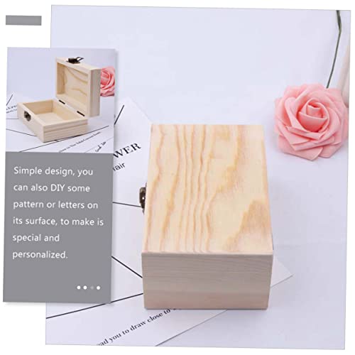 VOSAREA Box Box Wooden Box Jewelry Storage Retro Jewelry Case Craft Storage Desk Topper Table Wood Jewelry Case Jewelry Organizer Tray Unfinished VOSAREA