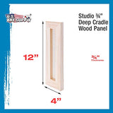 U.S. Art Supply 4" x 12" Birch Wood Paint Pouring Panel Boards, Studio 3/4" Deep Cradle (Pack of 4) - Artist Wooden Wall Canvases - Painting U.S. Art Supply