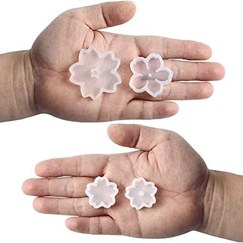 Funshowcase Cute Sakura Cherry Flower Silicone Mold Trays for Crafting, Resin Epoxy, Soap, Jewelry Making 4 in Set Bundle FUNSHOWCASE