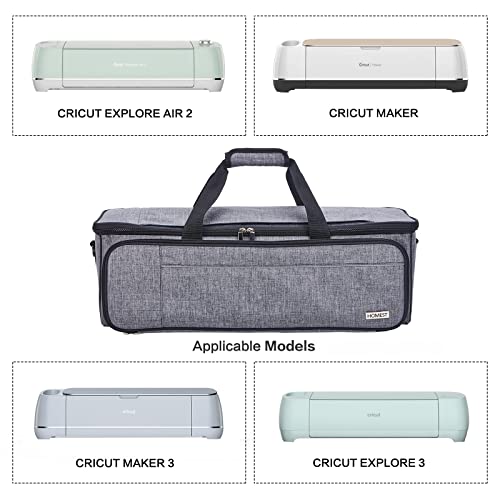  HOMEST Carrying Case for Cricut with Multi pockets for 12x12  Mats, Large Front Pocket for Accessories, Grey (Patent Design)