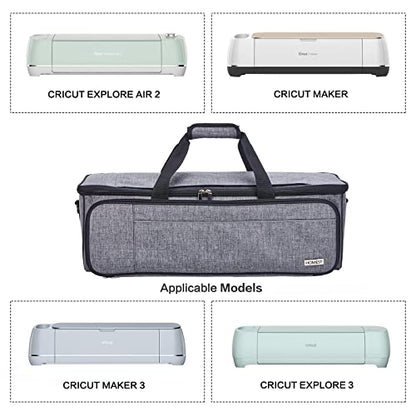 HOMEST Carrying Case for Cricut with Multi pockets for 12x12 Mats, Large Front Pocket for Accessories, Grey (Patent Design) - WoodArtSupply