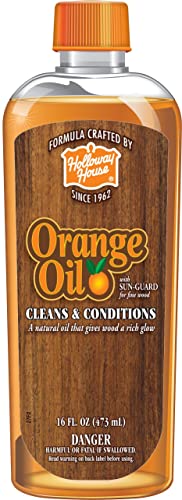 Holloway House Orange Oil Cleaner 16oz w/ Sun-Guard for Fine Wood, Cleans & Conditions, Removes Soap Scum from Shower Doors, Stainless, Tile & Sinks, - WoodArtSupply