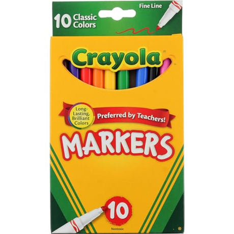 Crayola 58-7726 Classic Fine Line Markers Assorted Colors 10 Count, 2 Pack Crayola