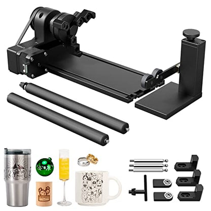 xTool RA2 Pro for xTool P2, S1, D1 Pro, F1, M1 and Most Laser Engraver (with Riser), Jaw Chuck Rotary, Y-axis Rotary Roller Engraving Module for