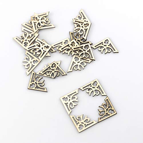 Exceart 100pcs Unfinished Wood Slices Wooden Book Corner Protectors DIY Craft Wood Embellishments for Scrapbooking Album Menu Home Wedding Decoration EXCEART