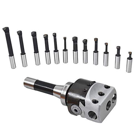 findmall 12Pcs 3 Inch Boring Head R8 Shank 3/4 Inch Carbide Boring Bar Boring Head Bar Milling Set findmall