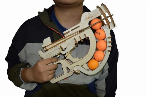 3D Wooden PuzzleRubber Band Gun-Table Tennis Gun, Table Tennis Shooter Flmitey