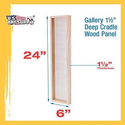 U.S. Art Supply 6" x 24" Birch Wood Paint Pouring Panel Boards, Gallery 1-1/2" Deep Cradle (Pack of 2) - Artist Depth Wooden Wall Canvases - Painting