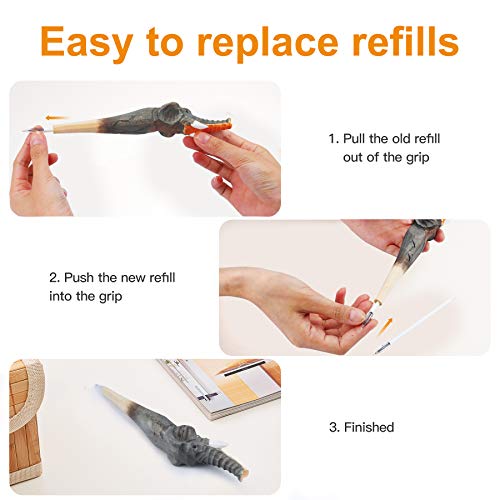 NULYDO 100% Handmade Wood Carved Animal Gel Pen | Elephant, Cute Stationary School Supply Office Supply, Fun Pen Novelty Writing Pen, Unique Gift Pen NULYDO