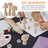 Veemoon 10pcs Wooden Mushroom Natural Unfinished Mushrooms Plain Unpainted Wood Mushroom Figures Mini Mushrooms for Arts and Crafts Projects Veemoon
