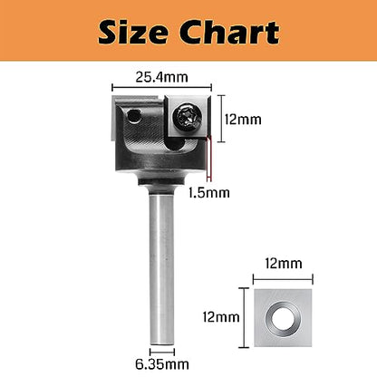 Genmitsu CNC Spoilboard Surfacing Router Bit 1/4" Shank, Slab Flattening Router Bit with 1" Cutting Diameter, 2 Flutes Insert Carbide Wood Planer - WoodArtSupply