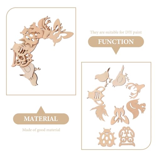 KALLORY 150pcs Christmas Wooden Animal Cutouts Unfinished Wild Forest Animals Cutouts Craft Wood Slices Shapes Festival Hanging Ornament for DIY KALLORY