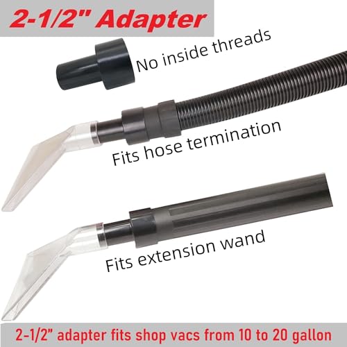 TunaMax Universal Work with All Shop Vacs Extractor Attachment with 1-1/4" & 1-7/8" & 2-1/2" Three Adapters for Upholstery & Carpet Cleaning & Auto TunaMax