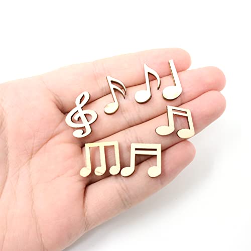 yueton 200PCS 15mm Musical Note Unfinished Blank Wood Pieces Wood Slices Wood Chips Embellishments for DIY Crafts, Home Decoration, Board Games, - WoodArtSupply