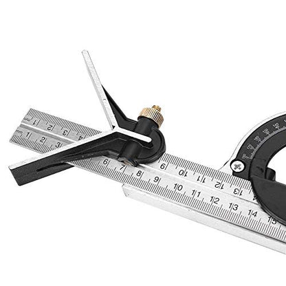 Fafeicy Stainless Steel T Square Ruler Adjustable Sliding Combination Square Ruler & Protractor Level Measure Measuring Tool 4-Piece 4R Combination - WoodArtSupply