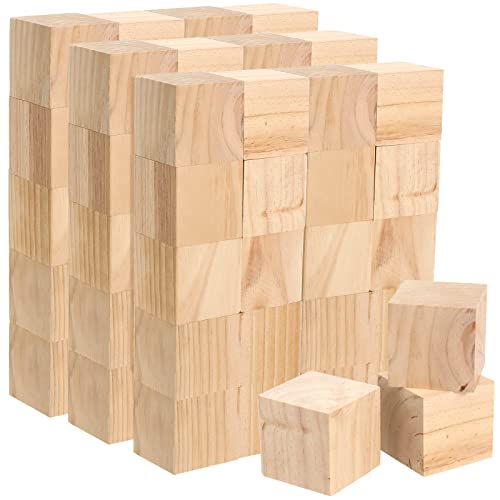 JAPCHET Pack of 60 Wooden Cubes, 2 Inch Natural Unfinished Wood Blocks, Blank Wood Cubes Blocks for DIY Crafts, Puzzle Making, Painting, Carving JAPCHET