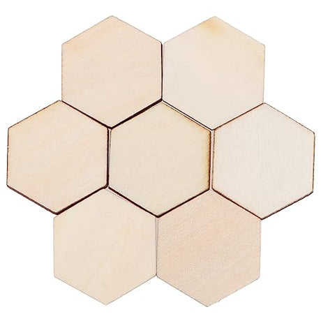 ABOOFAN 100pc Hexagon Wood Slices Unfinished Hexagon Cutouts Blank Wood Hexagon Unfinished Wood Hexagon Cutouts Unfinished Wood Cutout Unfinished ABOOFAN