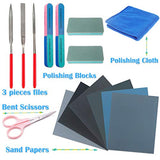 15 Pieces Resin Casting Tools Set - Include Sand Papers, Polishing Blocks, Polishing Cloth, Round File, Semicircular File, Flat File and Scissors for Sakolla