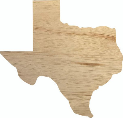 Texas Wooden State 20" Cutout, Unfinished Real Wood State Shape, Craft