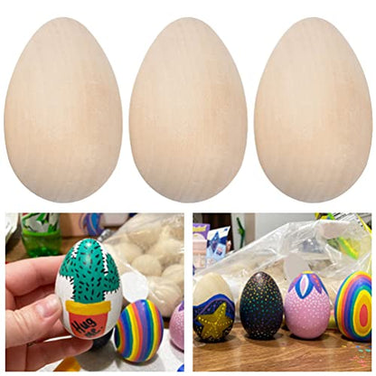 20pcs Wooden Easter Eggs to Paint Unfinished Eggs Fake Eggs for Crafts Easter Party Supply - WoodArtSupply